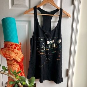 Truly Madly Deeply Deep Tank Skyline Print Black L
